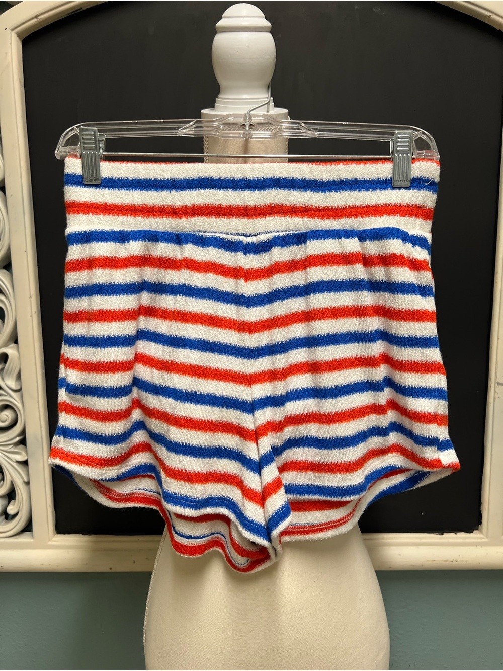 Show me Your MuMu NWT Striped Terry Cloth Women’s Shorts - Red, Blue & White